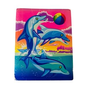 Lisa Frank Neon Dolphin Folder 90s Vintage School Supply Stuart Hall USA